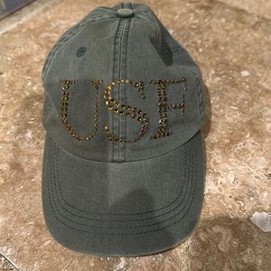 USF bulls green with gold bling baseball cap hat